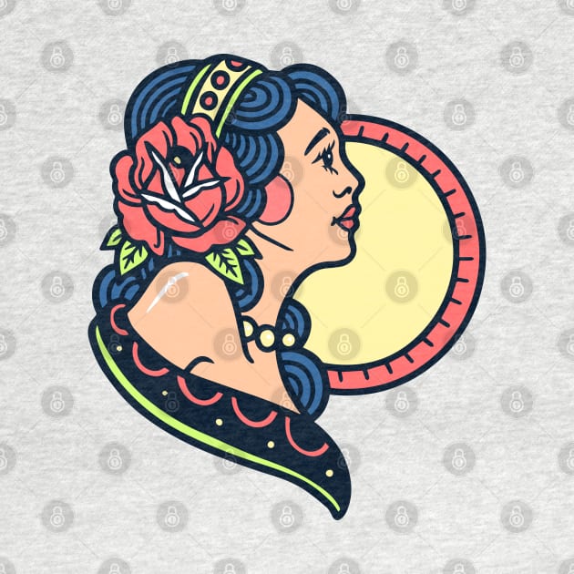 Traditional Retro Girl With Rose On Her Hair by Mandra